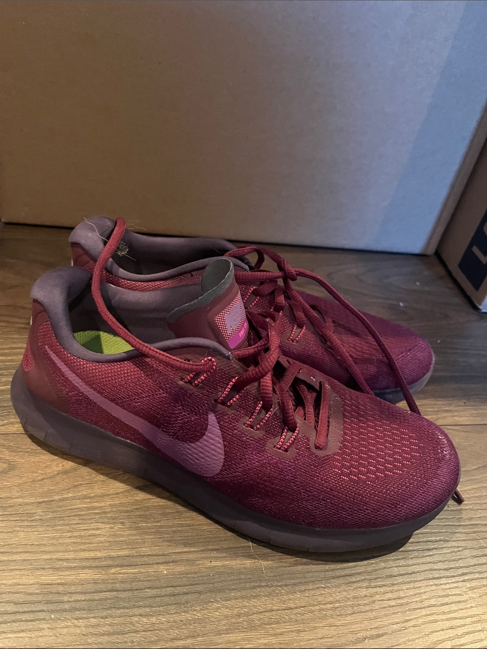 Nike Kids Burgundy and Purple Running Sneakers